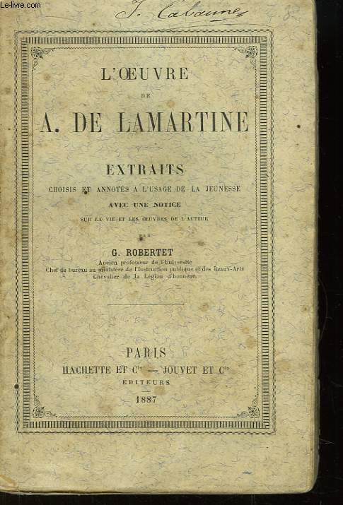 L'Oeuvre de A. de Lamartine.