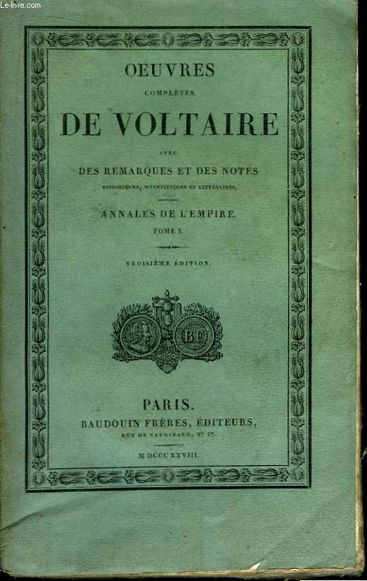 Oeuvres Compltes de Voltaire. TOME 32 : Annales de l'Empire, Tome I