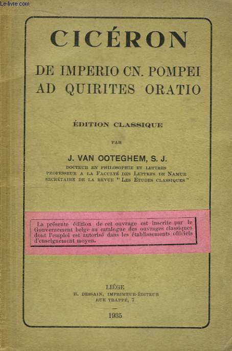 Cicron. De Imperio cn. Pompei ad Quirites Oratio