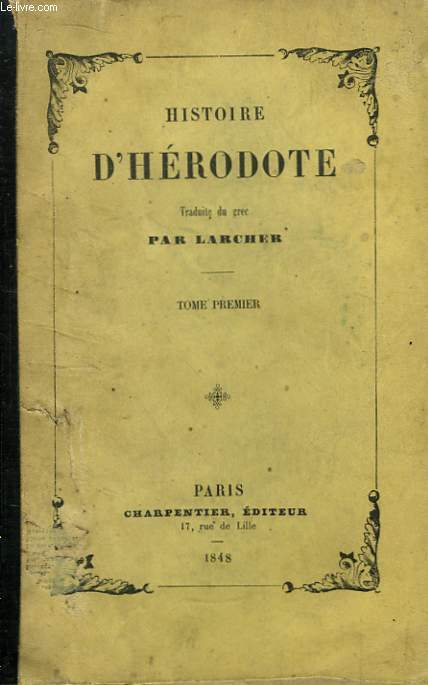 Histoire d'Hrodote. TOME 1er