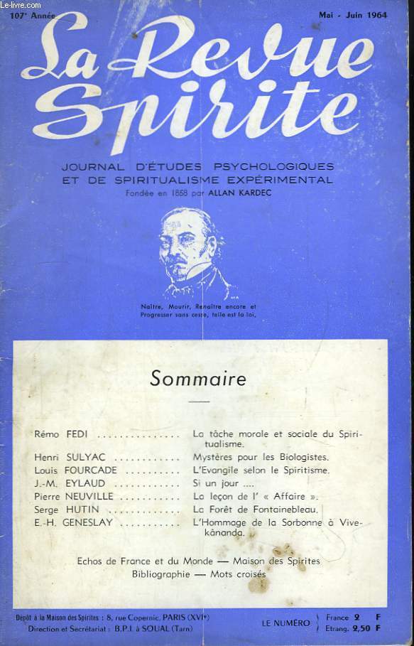 La Revue Spirite. 107me anne. Mai - Juin 1964