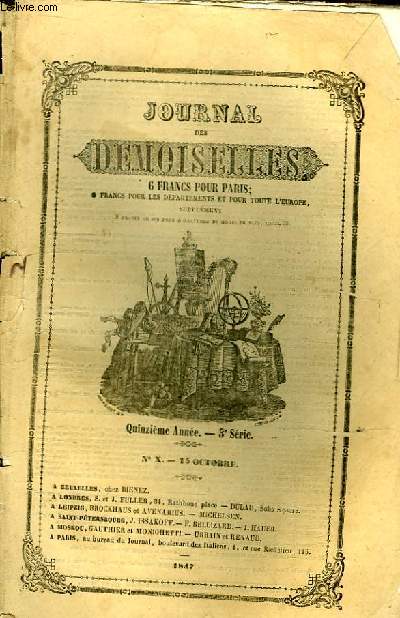 Journal des Demoiselles. N10 - 15me anne, 3me srie : Sybille d'Anjou, par Ribbecourt - La Vierge aux Ruines, par Ren de Saint-Louis -