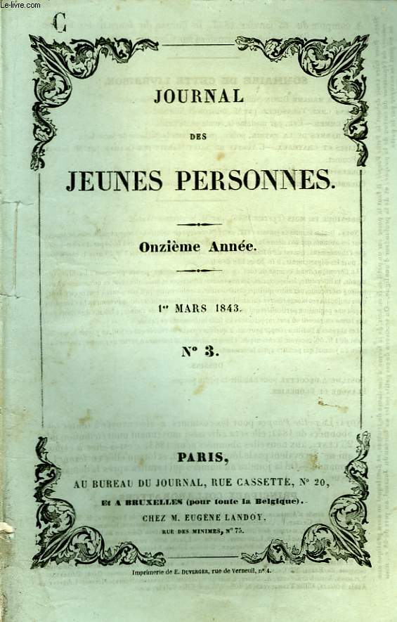 Journal des Jeunes Personnes. N3 - 11me anne : Rubens chez Vlasquez, par le Baron de Nilieuse - L'Abbaye de Saint-Martin-des-Champs ...