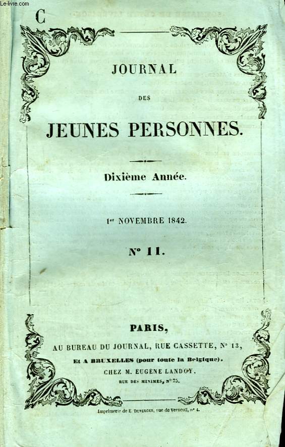 Journal des Jeunes Personnes. N11 - 10me anne : Une Chrtienne sous Diocltien, par Anna Des Essarts ...