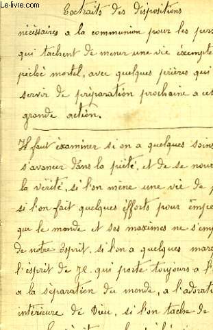 Extraits des Dispositions ncessaires  la Communion.