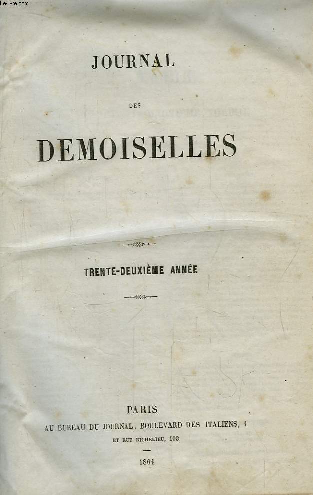 Journal des Demoiselles. 32me anne : 1864