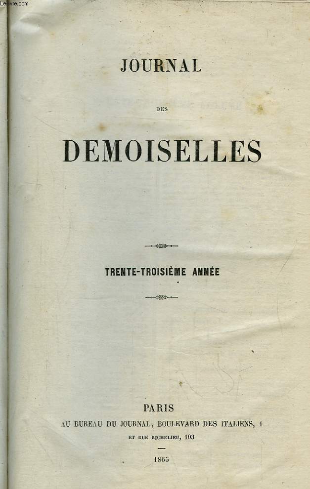 Journal des Demoiselles. 33me anne : 1865