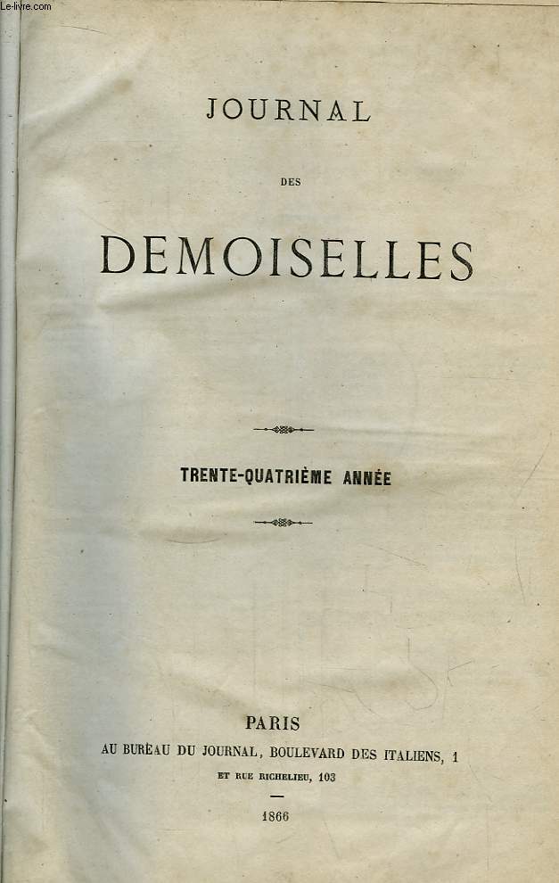 Journal des Demoiselles. 34me anne : 1866