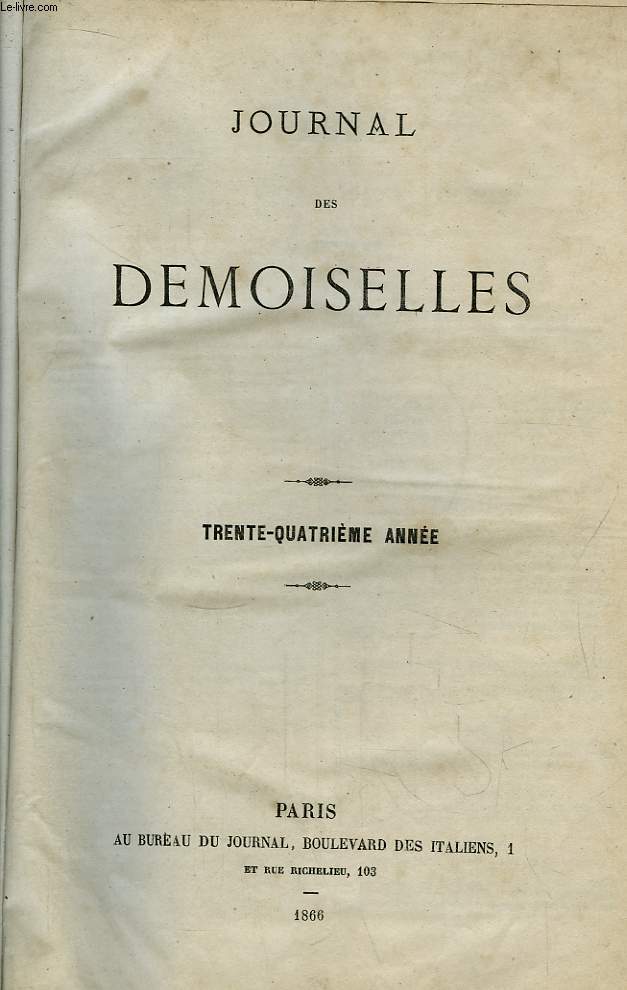 Journal des Demoiselles. 34me anne : 1866