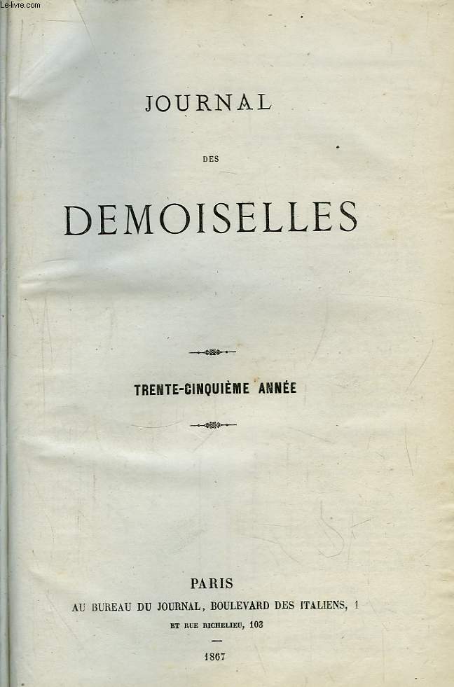 Journal des Demoiselles. 35me anne : 1867