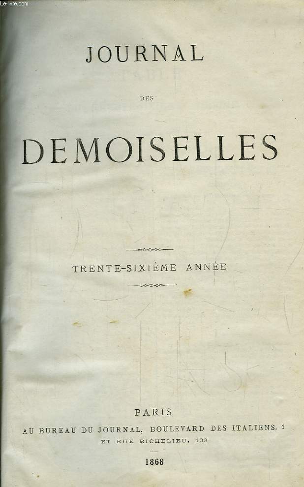 Journal des Demoiselles. 36me anne : 1868