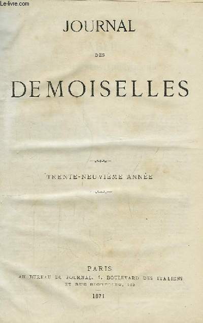 Journal des Demoiselles. 39me anne : 1871