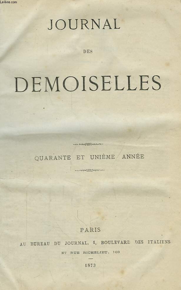 Journal des Demoiselles. 41me anne : 1873