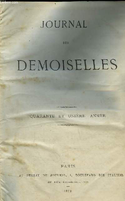 Journal des Demoiselles. 41me anne : 1873