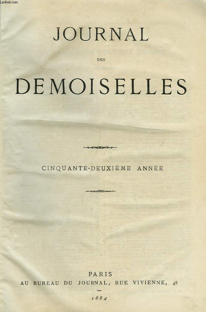 Journal des Demoiselles. 52me anne : 1884