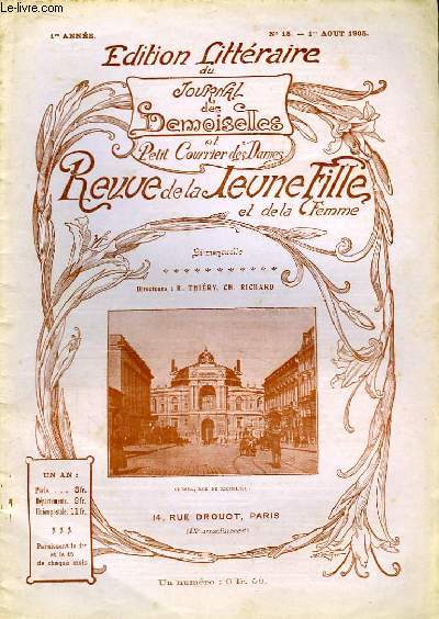 Revue de la Jeune Fille et de la Femme N15 - 1re anne. Edition Littraire du Journal des Demoiselles et Petit Courrier des Dames.