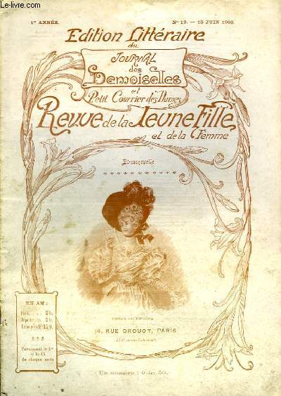 Revue de la Jeune Fille et de la Femme N12 - 1re anne. Edition Littraire du Journal des Demoiselles et Petit Courrier des Dames.