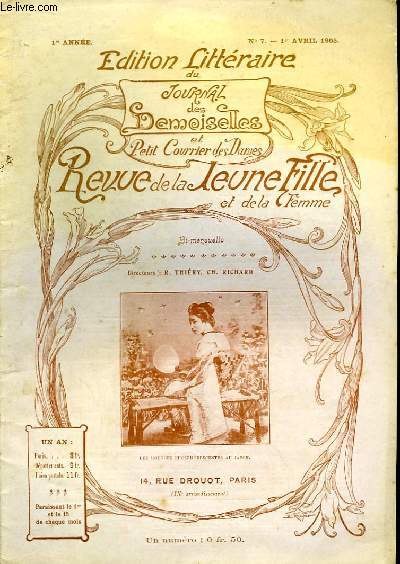 Revue de la Jeune Fille et de la Femme N7 - 1re anne. Edition Littraire du Journal des Demoiselles et Petit Courrier des Dames.