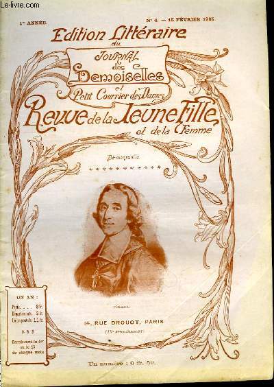 Revue de la Jeune Fille et de la Femme N4 - 1re anne. Edition Littraire du Journal des Demoiselles et Petit Courrier des Dames.