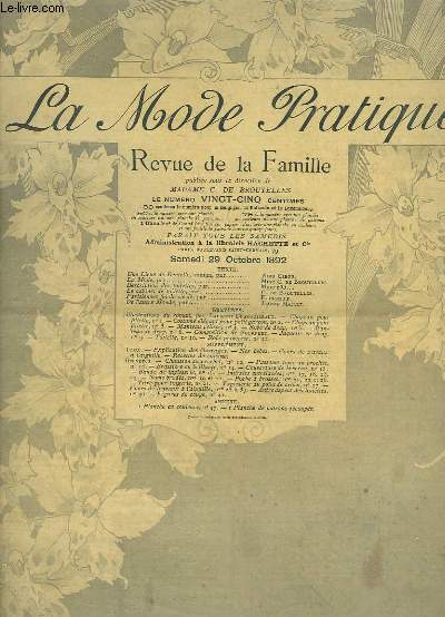 La Mode Pratique. Revue de la Famille. N47 - 1re anne : Chapeau pour fillette, Costume lgant, Manteau Pelisse, Robe princesse ...