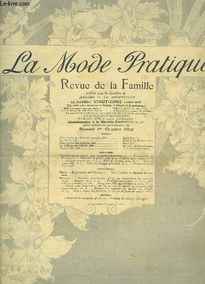 La Mode Pratique. Revue de la Famille. N43 - 1re anne : Corsage d'intrieur, Robe de lainage noir, Composition de Fournery ...
