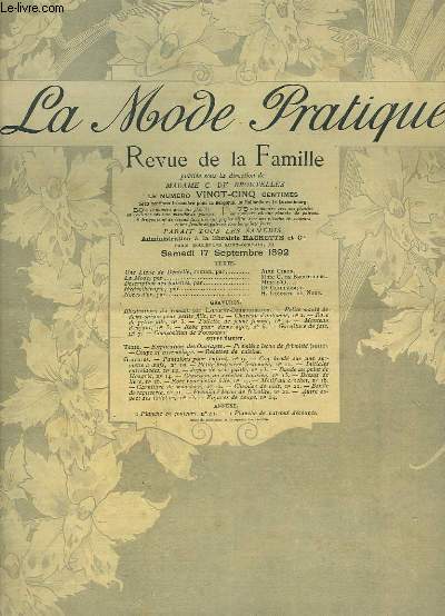 La Mode Pratique. Revue de la Famille. N41 - 1re anne : Petite mante de demi-saison pour petit fille, Chapeau d'homme, Garniture de jais ...