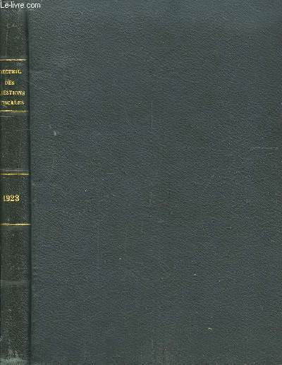 Recueil des Questions Fiscales. 4me anne, 1923.