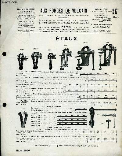 Catalogue-fascicule d'Etaux