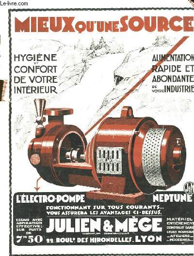 Brochure publicitaire de l'Electro-Pompe Neptune. Julien & Mge 