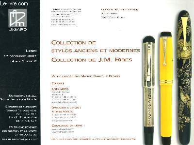Catalogue-Brochure d'une Collection de Stylos Anciens et Modernes. Collection de J.M. Ribes.