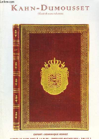 Catalogue de la Vente aux Enchres du 25 juin 2007,  Drouot-Richelieu, des Biubliothques de M. du P. de Madeleine Cluzel.