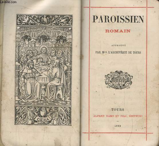 Paroissien Romain, approuv par Mgr l'Archevque de Tours. N115