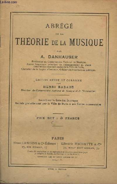 Abrg de la Thorie de la Musique.