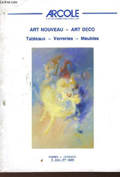 Catalogue de la Vente aux Enchres du 5 juillet 1988,  Drouot. Art - Nouveau - Art Deco. Tableaux - Verreries - Meubles