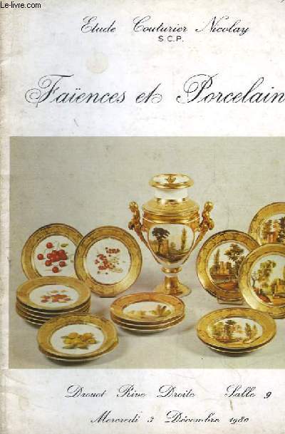 Catalogue de la Vente aux Enchres du 3 dcembre 1980,  Drouot Rive Droite. Faences de Porcelaines.