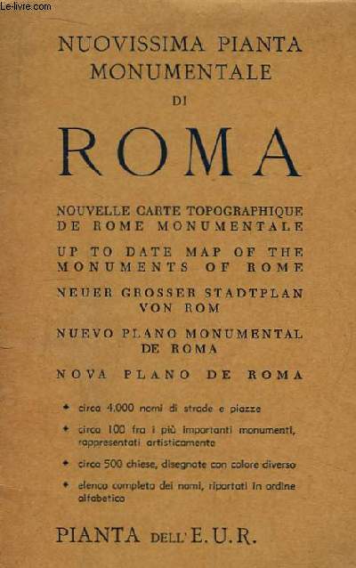Nouvelle Carte Topograhique de Rome Monumentale. Nuovissima Pianta Monumentale di Roma. Up to date map of the Monuments of Rome.