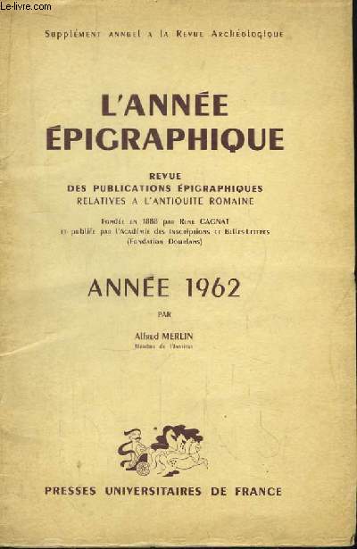 L'Anne Epigraphique 1962