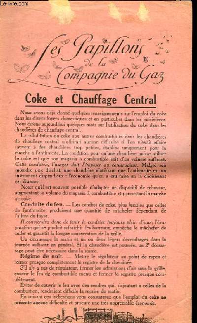 Les Papillons de la Compagnie du Gaz n21 : Coke et Chauffage Central. Chemine  coke 