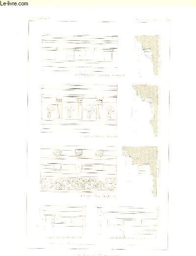 Corniches de Couronnement du Palais de la Chancellerie, par Bramante, du Palais de Caprarole (par Vignole), du Palais du Louvre, par Lemercier .... Une planche illustrée de 5 gravures en noir et blanc.