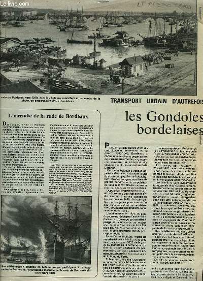 Extrait d'un magazine : Les Gondoles Bordelaises. L'incendie de la Rade de Bordeaux.