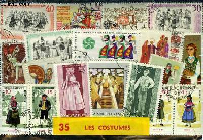 Collection de 35 timbres-poste oblitérés, sur les Costumes. République Fédérale d'Allemagne, Bulgarie, Pologne ...