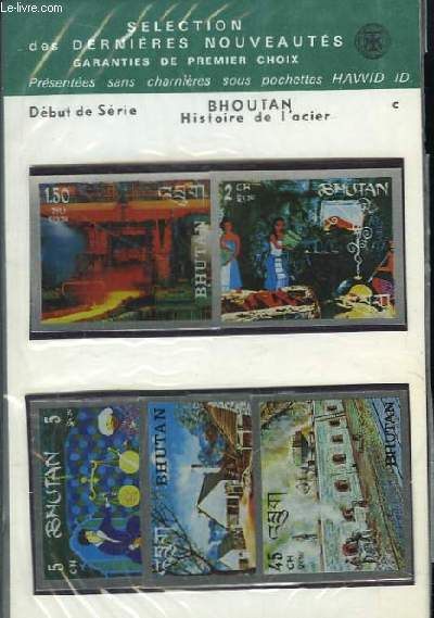 Collection de 5 timbres-poste neufs, du Bhoutan - Srie Histoire de l'acier.