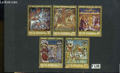 Collection de 5 timbres-poste oblitrs, de Roumanie. Moldovita, Voronet.