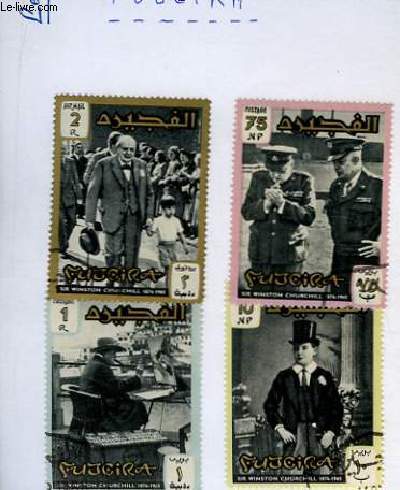Collection de 4 timbres-poste neufs et oblitrs, de Fujeira. Sir Winston Churchill.