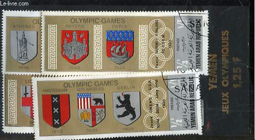Pochette de 4 timbres-poste oblitérés, du Yemen. Série Jeux Olympiques, Paris... - Afbeelding 1 van 1