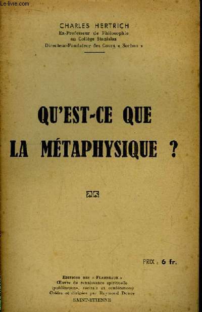 Qu'est-ce que la Mtaphysique ?