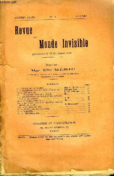 Revue du Monde Invisible. N1 - 8me anne : Un cas de bilocation, par Mric - Excursion dans la Chiromancie (fin), par Bois - Les Etoiles, par L. de Gramont - Un cas d'obsession  Alger - Le Mysticisme japonais et son application au Spiritisme ...