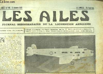 Les Ailes N°748 - 15ème année. Journal Hebdomadaire de la Locomotion Aérienne. L'Avion commercial Bréguet-Wibault 