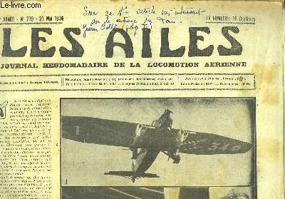 Les Ailes N779 - 16me anne. Journal Hebdomadaire de la Locomotion Arienne. Le Monoplan Curtiss-Wright 