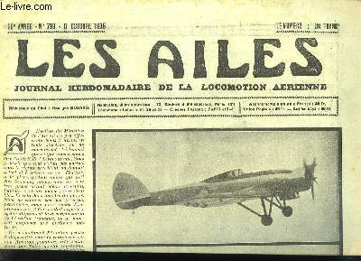 Les Ailes N799 - 16me anne. Journal Hebdomadaire de la Locomotion Arienne. L'avion de bord Potez 